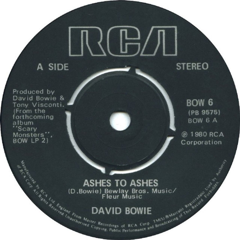 David Bowie Ashes To Ashes - Complete Set Of Three Sleeves & Four Sheets Of Stamps UK 7" vinyl single (7 inch record / 45) BOW6