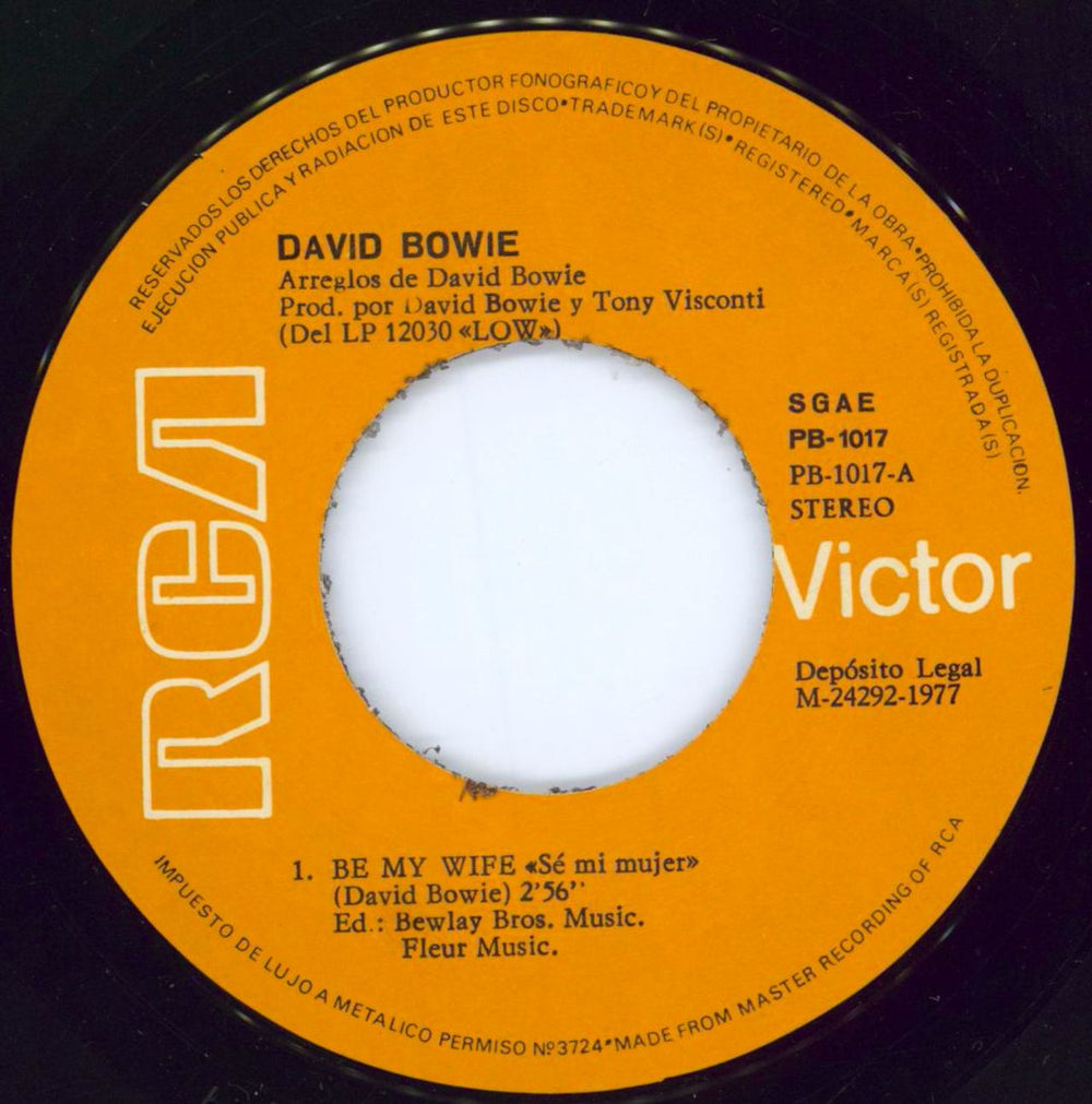 David Bowie Be My Wife - EX Spanish 7" vinyl single (7 inch record / 45) BOW07BE775202