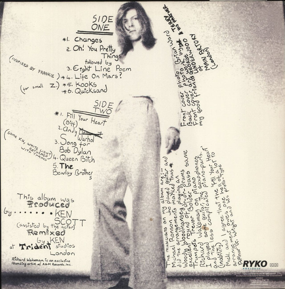 David Bowie Hunky Dory - Clear Vinyl + Belly Band US 2-LP vinyl record set (Double LP Album) 014431013317