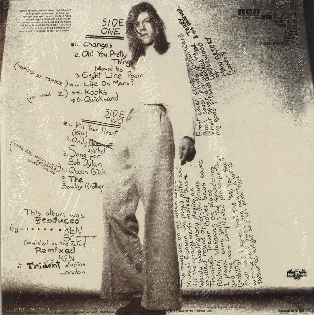 David Bowie Hunky Dory - Shrink UK vinyl LP album (LP record)