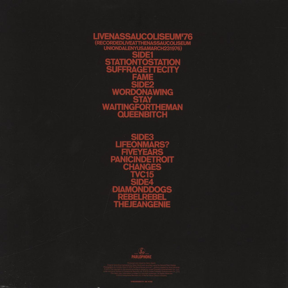 David Bowie Live Nassau Coliseum '76 - 180 Gram UK 2-LP vinyl record set (Double LP Album) 190295989774