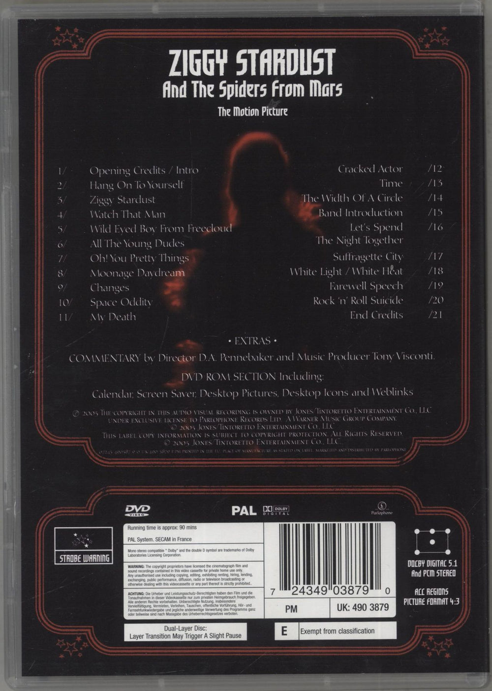 David Bowie Ziggy Stardust & The Spiders From Mars: The Motion Picture UK DVD BOWDDZI855735