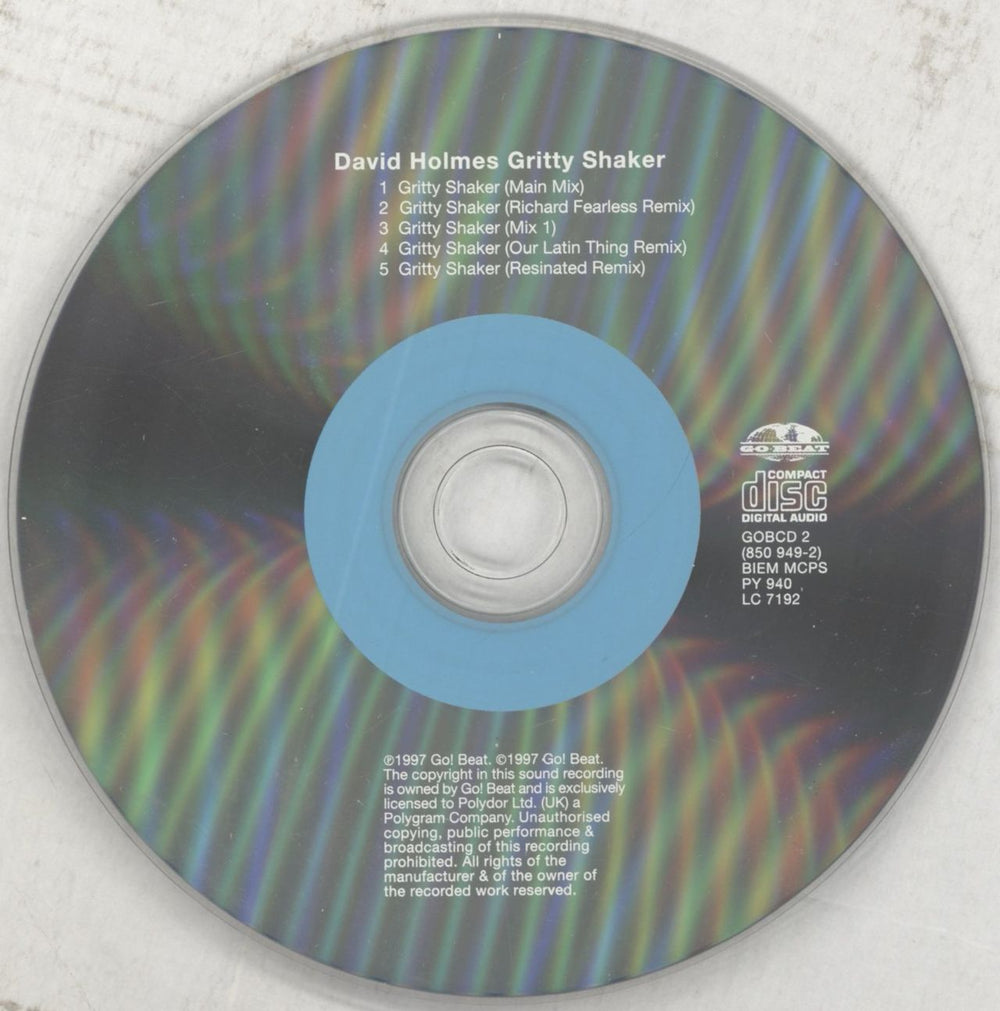 David Holmes Gritty Shaker UK CD single (CD5 / 5") DHMC5GR176547