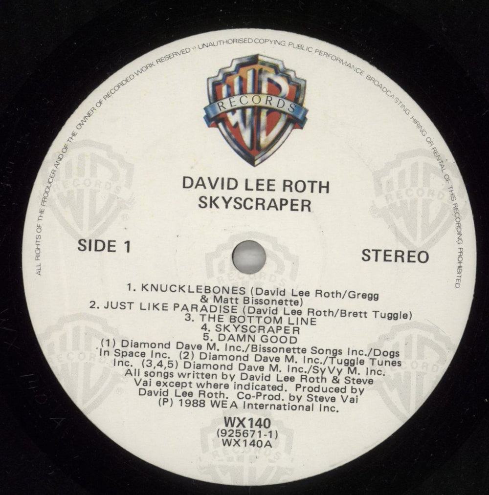 David Lee Roth Skyscraper UK vinyl LP album (LP record) DLRLPSK330501