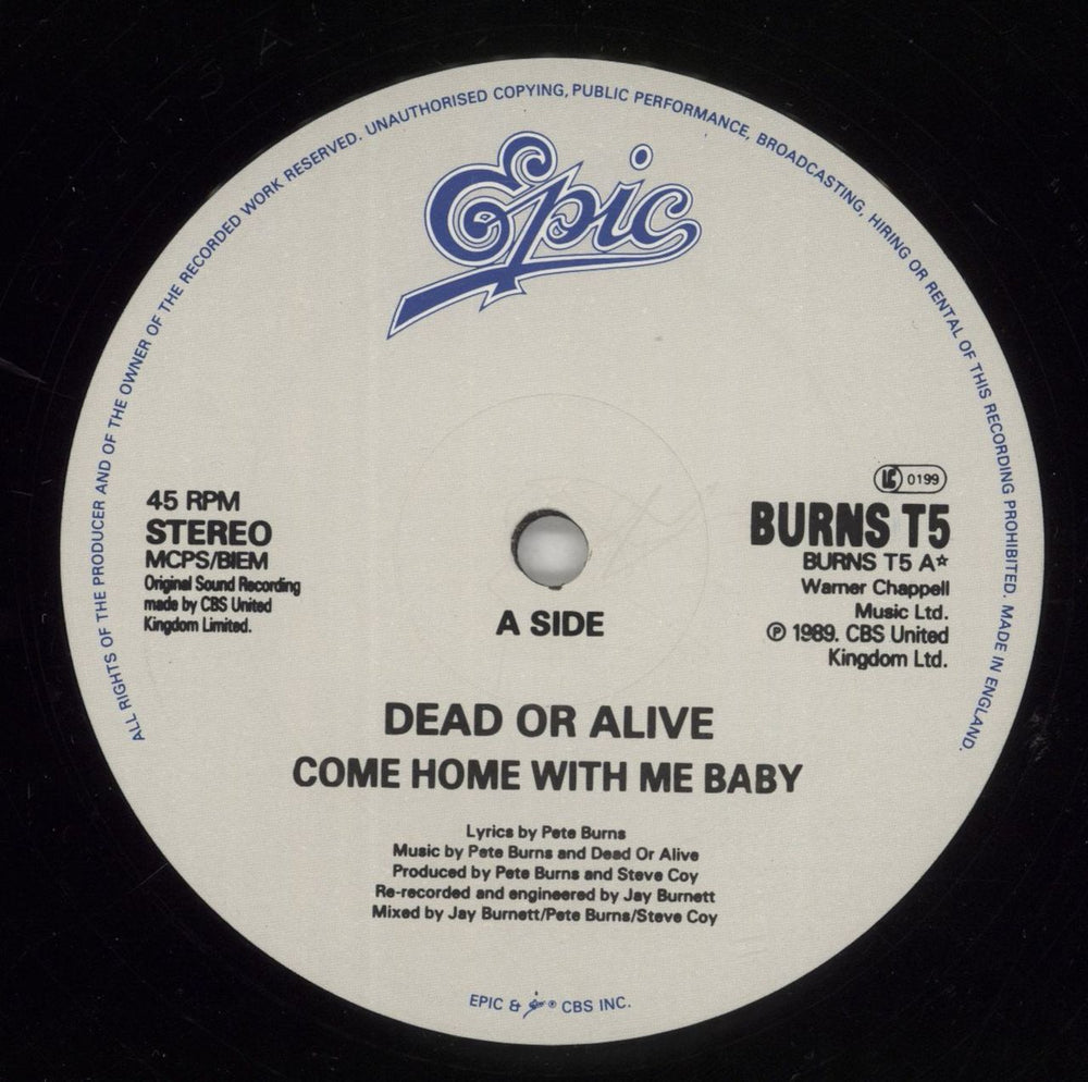 Dead Or Alive Come Home With Me UK 12" vinyl single (12 inch record / Maxi-single) DOA12CO57415