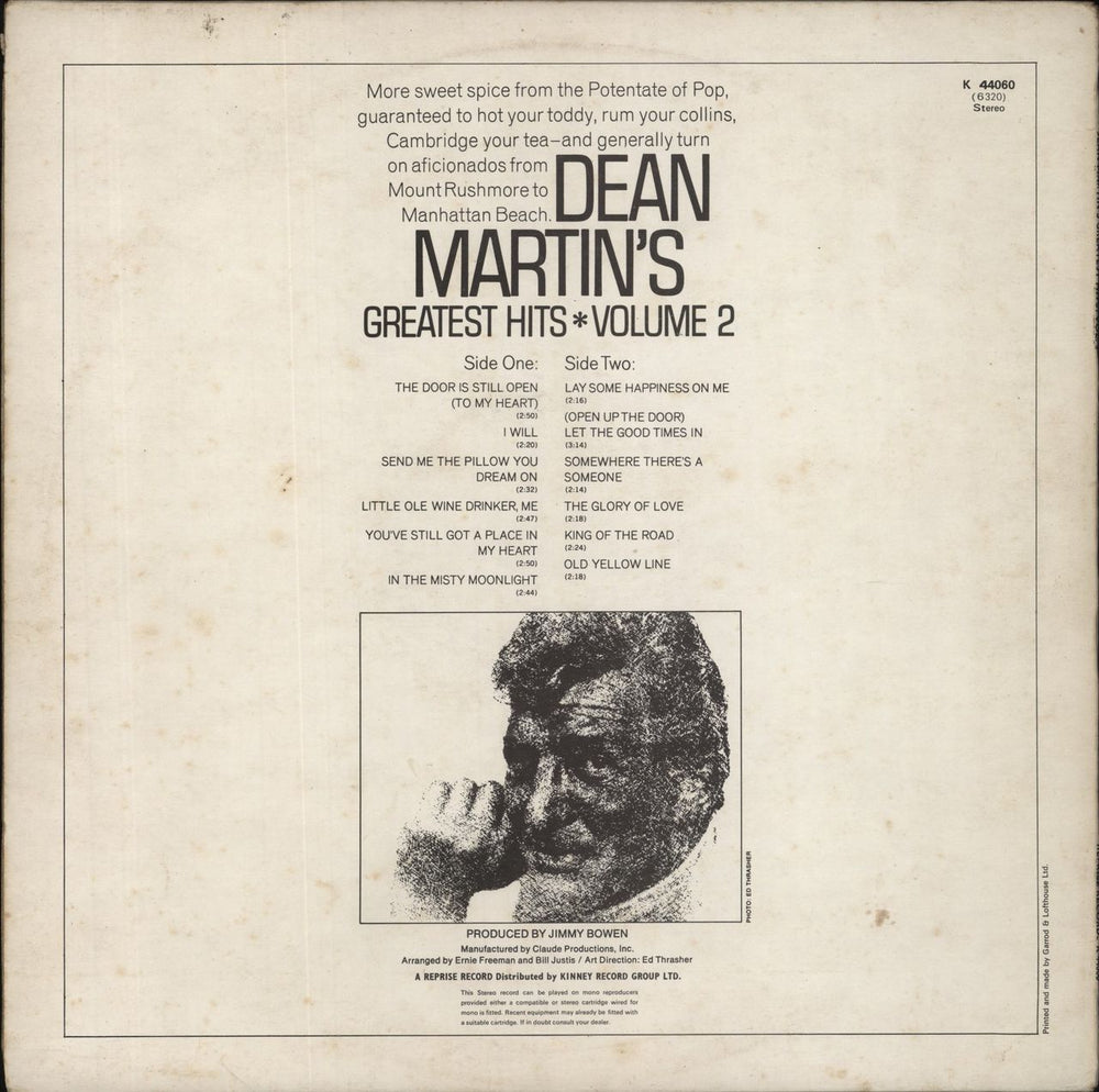 Dean Martin Dean Martin's Greatest Hits! Vol. 2 UK vinyl LP album (LP record)