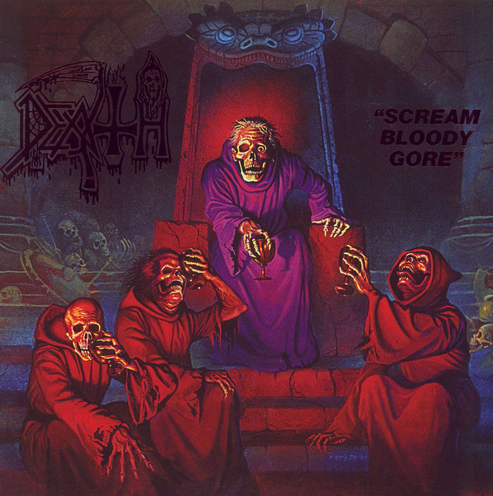 Death Scream Bloody Gore - Blue Vinyl UK vinyl LP album (LP record) RR7324