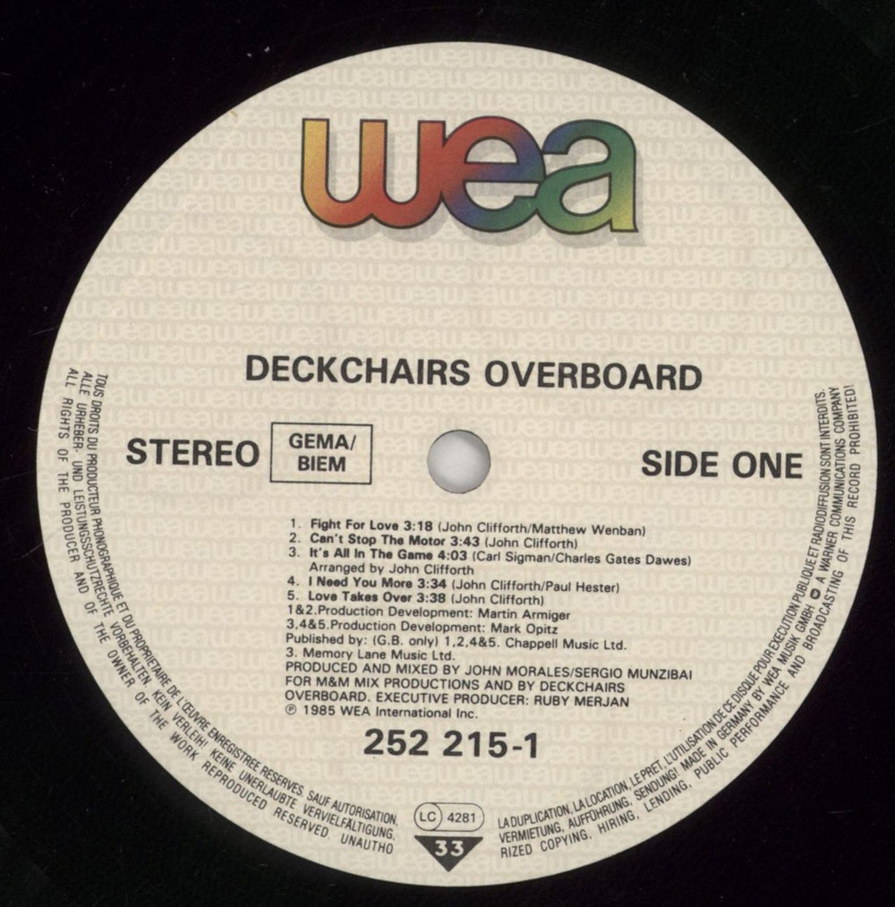 Deckchairs Overboard Deckchairs Overboard German vinyl LP album (LP record) F5JLPDE860545
