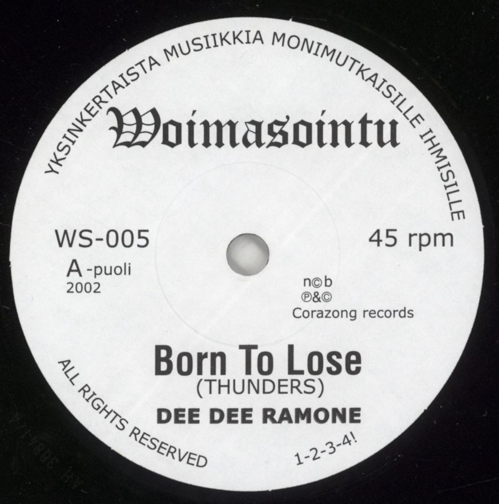 Dee Dee Ramone Born To Lose Finnish 7" vinyl single (7 inch record / 45) DB907BO871487