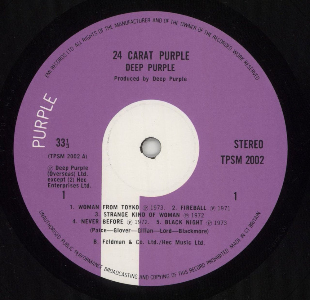 Deep Purple 24 Carat Purple UK vinyl LP album (LP record) DEELPCA56705