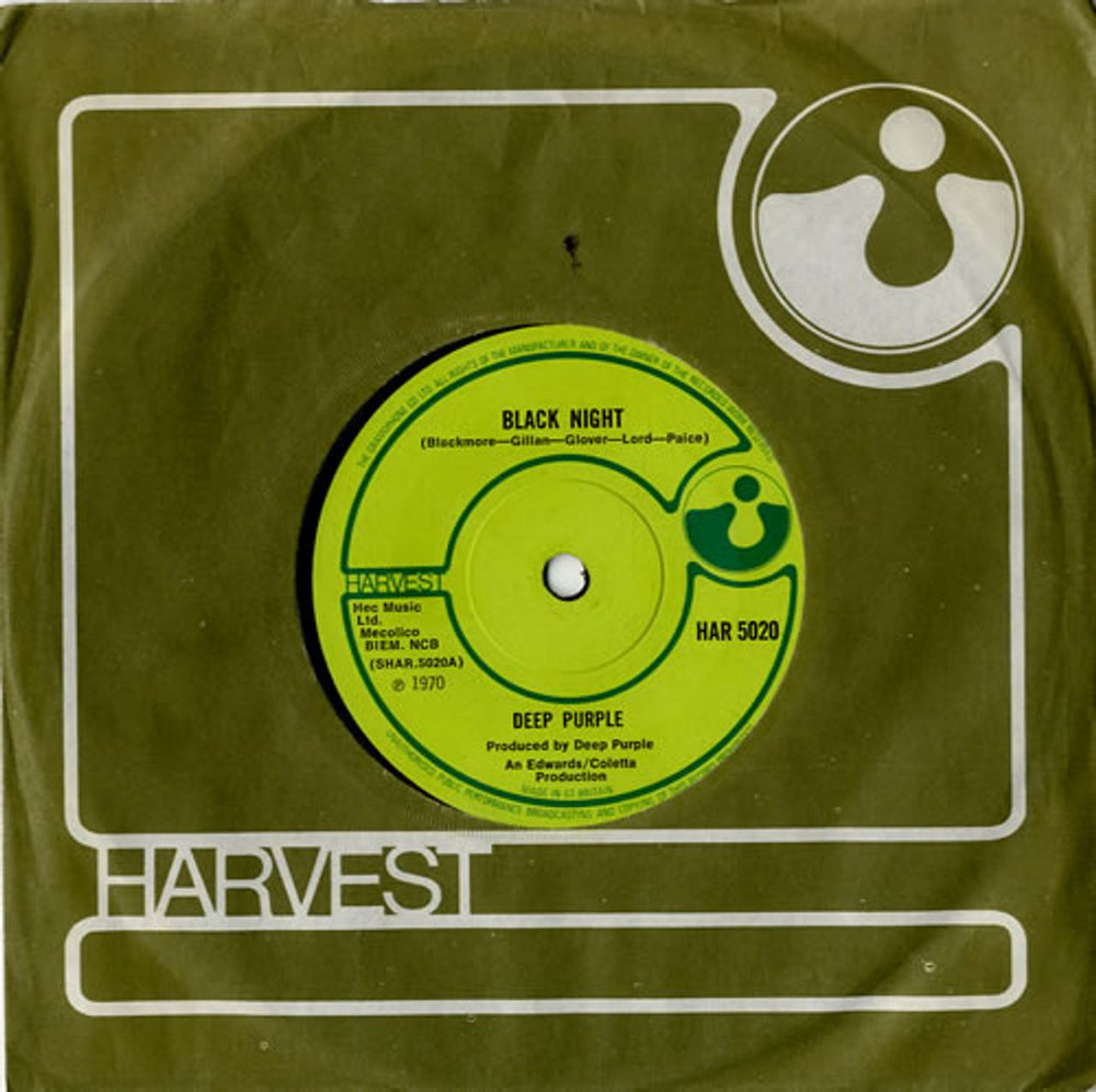 Deep Purple Black Night UK 7" vinyl single (7 inch record / 45) HAR5020