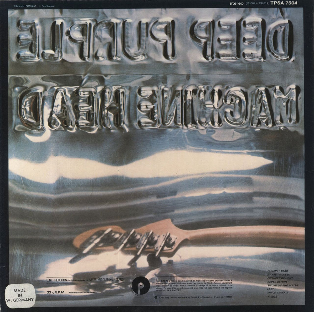 Deep Purple Machine Head German vinyl LP album (LP record)