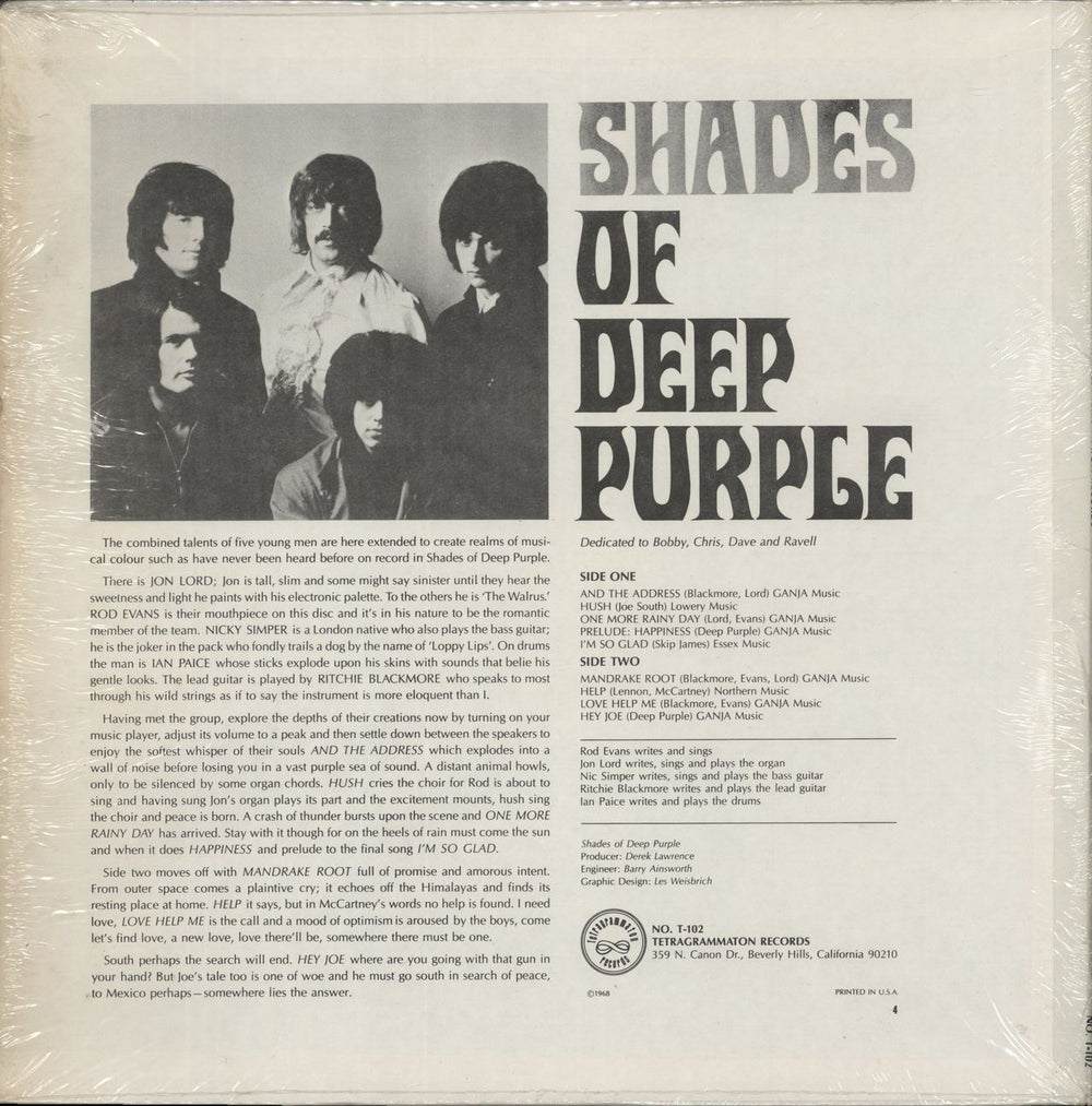 Deep Purple Shades Of Deep Purple - 1st US vinyl LP album (LP record)