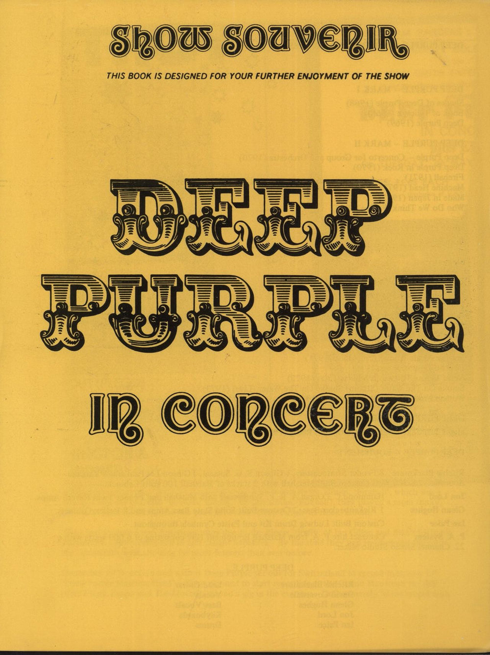 Deep Purple Show Souvenir In Concert + ticket stub UK tour programme PROGRAMME + TICKET