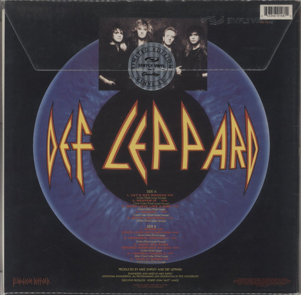 Def Leppard Adrenalize UK vinyl LP album (LP record) 643346014814