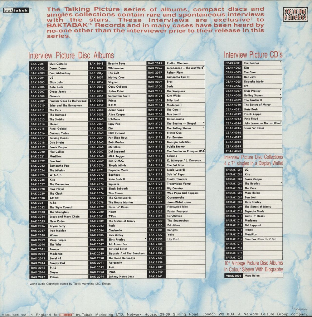 Def Leppard Interview Picture Disc + Sleeve UK picture disc LP (vinyl picture disc album)