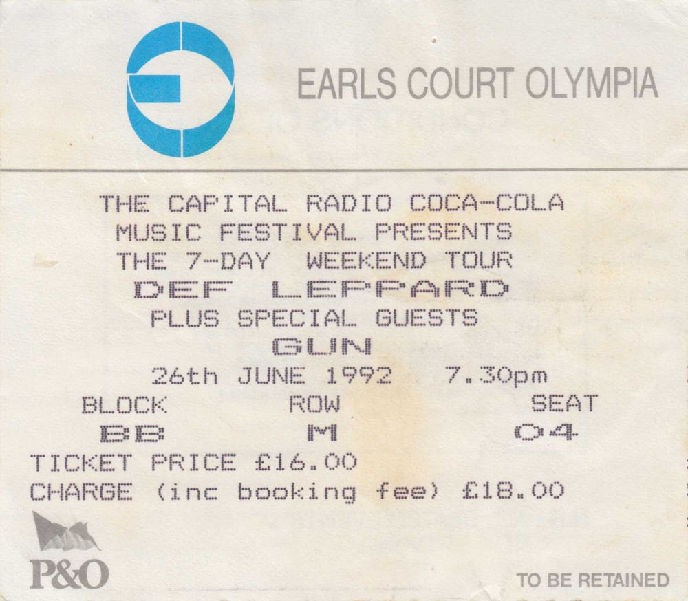 Def Leppard The 7-Day Weekend Tour + Ticket stub UK tour programme