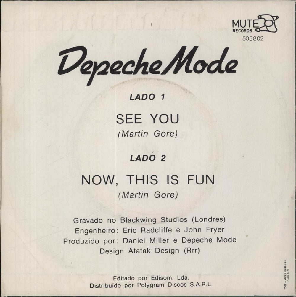 Depeche Mode See You Portugese 7" vinyl single (7 inch record / 45)