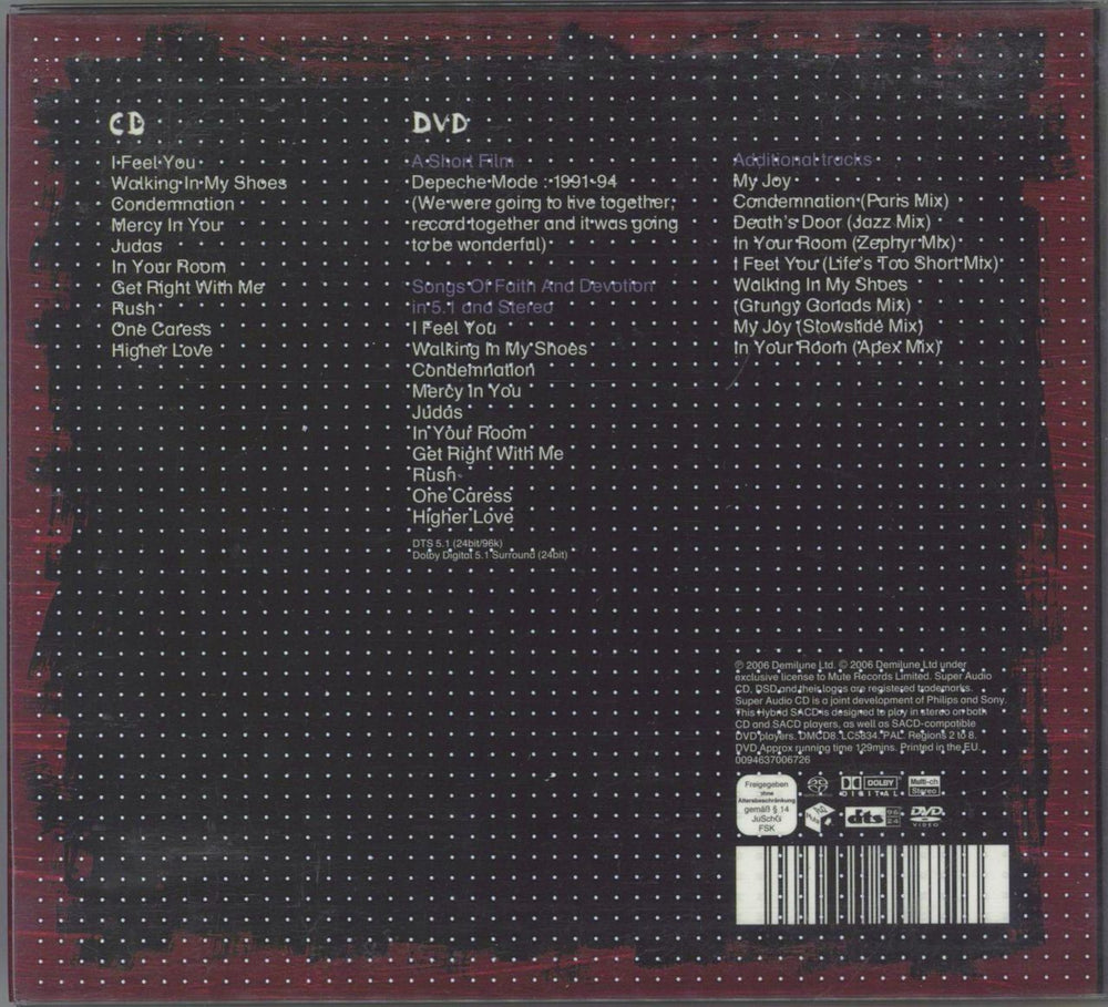 Depeche Mode Songs Of Faith And Devotion UK 2-disc CD/DVD set 094637006726