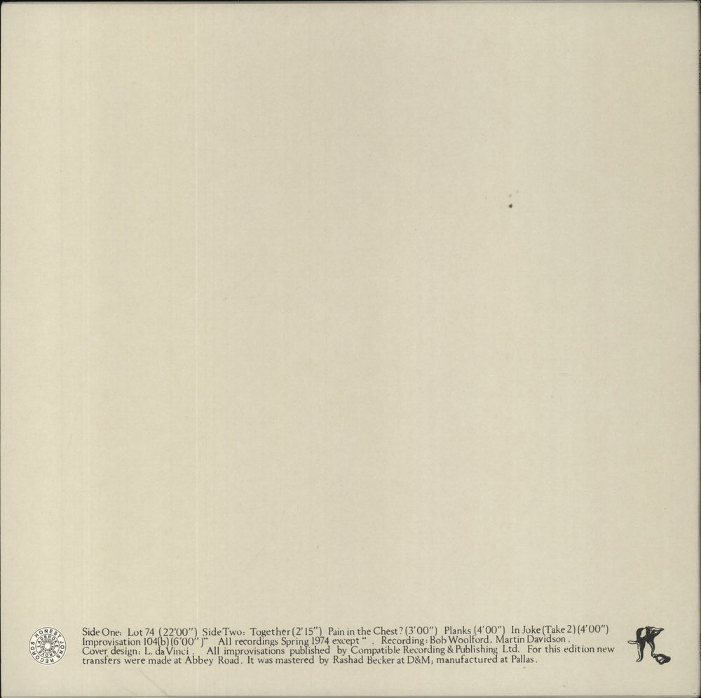 Derek Bailey Lot 74 - Solo Improvisations UK vinyl LP album (LP record)