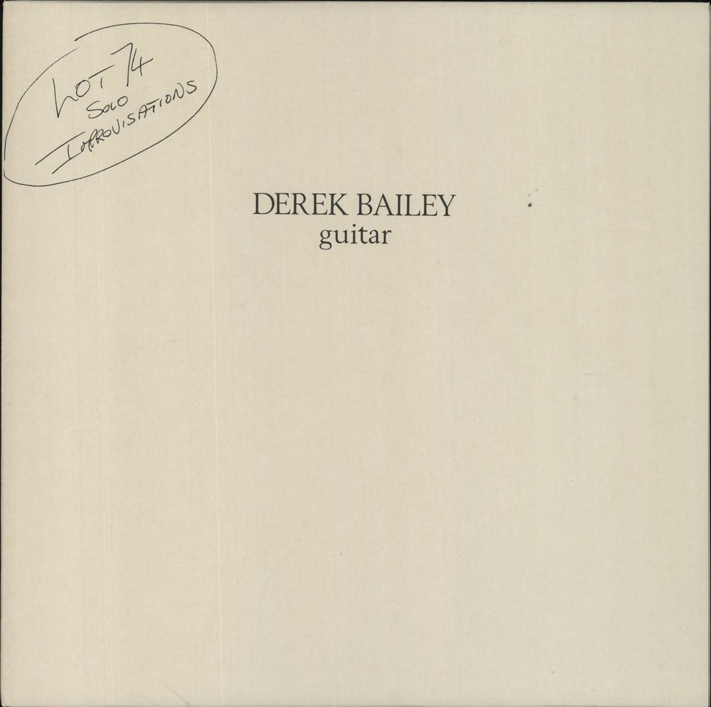 Derek Bailey Lot 74 - Solo Improvisations UK vinyl LP album (LP record) HJRLP203