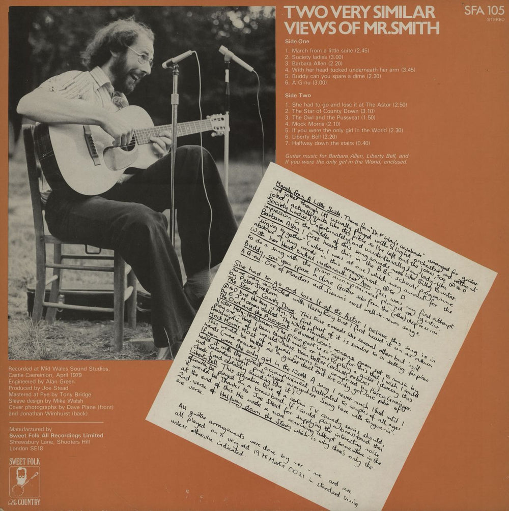 Derek Smith (Folk) Two Very Similar Views Of Mr. Smith UK vinyl LP album (LP record)