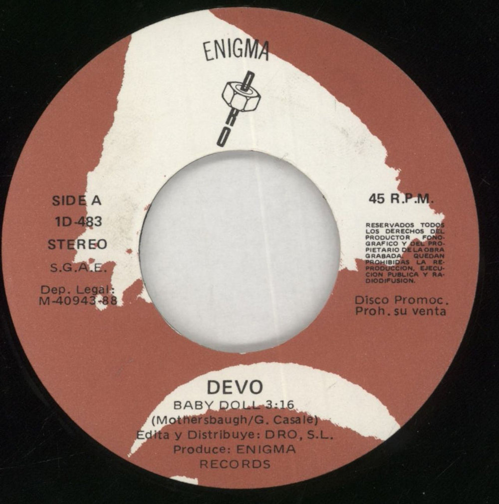 Devo Baby Doll Spanish Promo 7" vinyl single (7 inch record / 45) DVO07BA858029