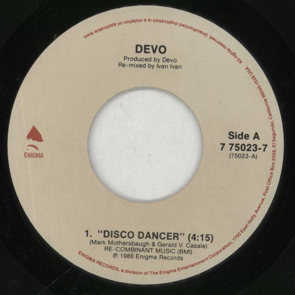 Devo Disco Dancer US Promo 7" vinyl single (7 inch record / 45) DVO07DI858083