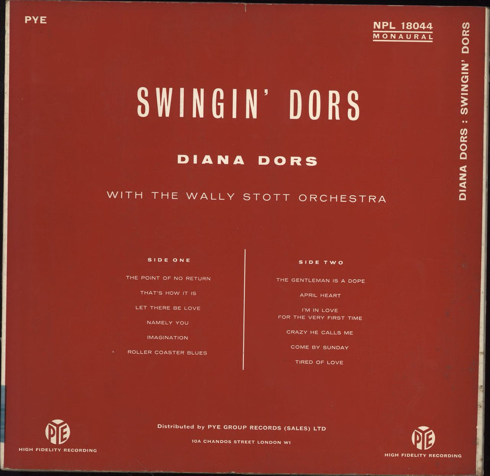 Diana Dors Swingin' Dors UK vinyl LP album (LP record)