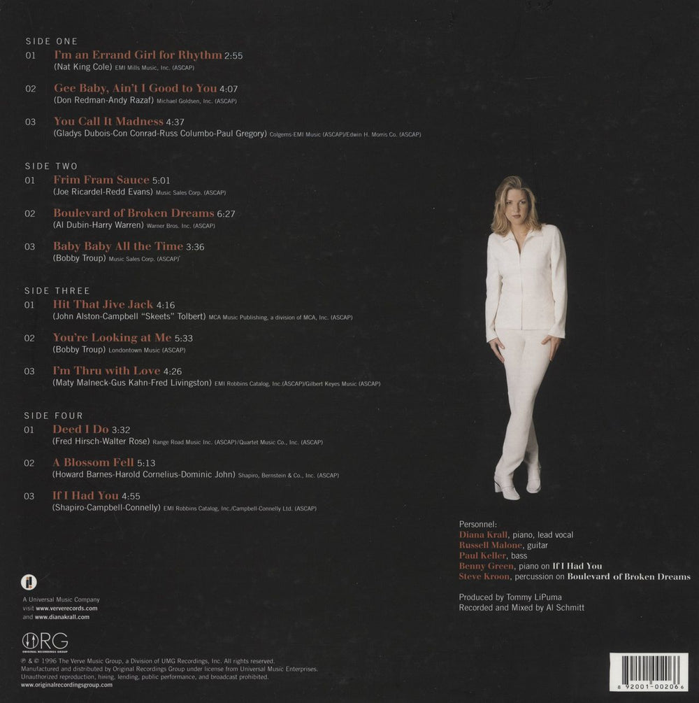 Diana Krall All For You US 2-LP vinyl record set (Double LP Album) 892001002066