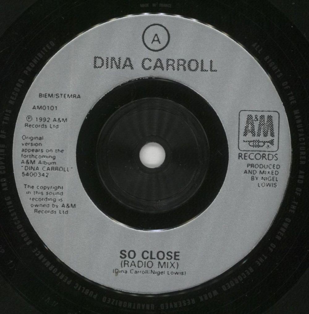 Dina Carroll So Close UK 7" vinyl single (7 inch record / 45) DNC07SO187844