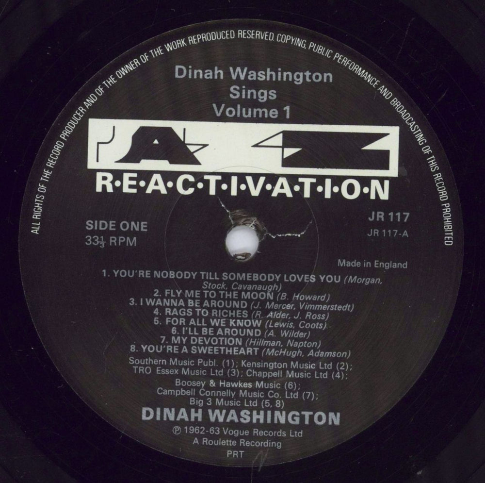 Dinah Washington Dinah Washington Vol. 1 UK vinyl LP album (LP record) DNHLPDI437978