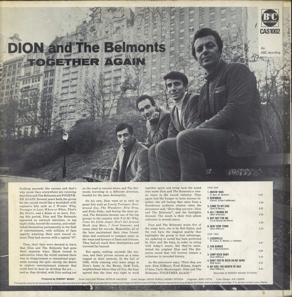 Dion Together Again UK vinyl LP album (LP record)