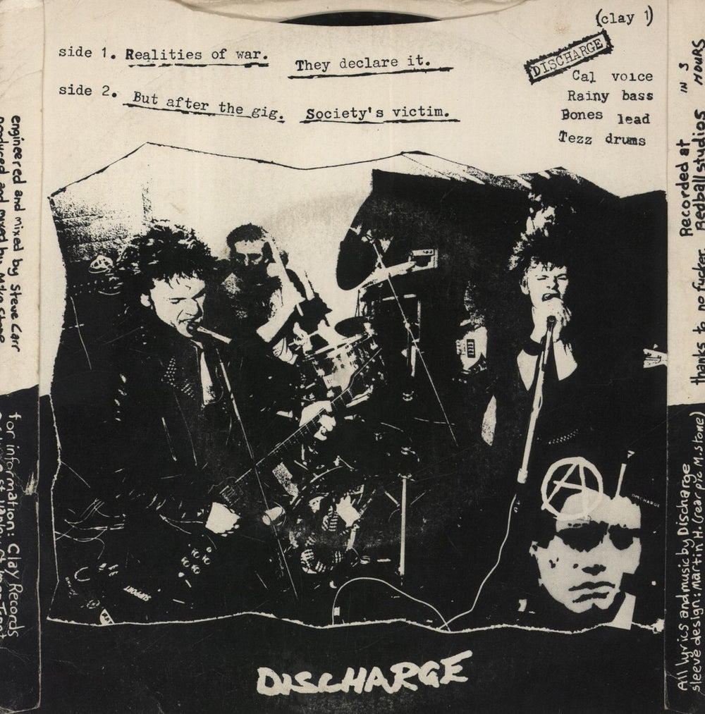 Discharge Realities Of War - VG UK 7" vinyl single (7 inch record / 45)