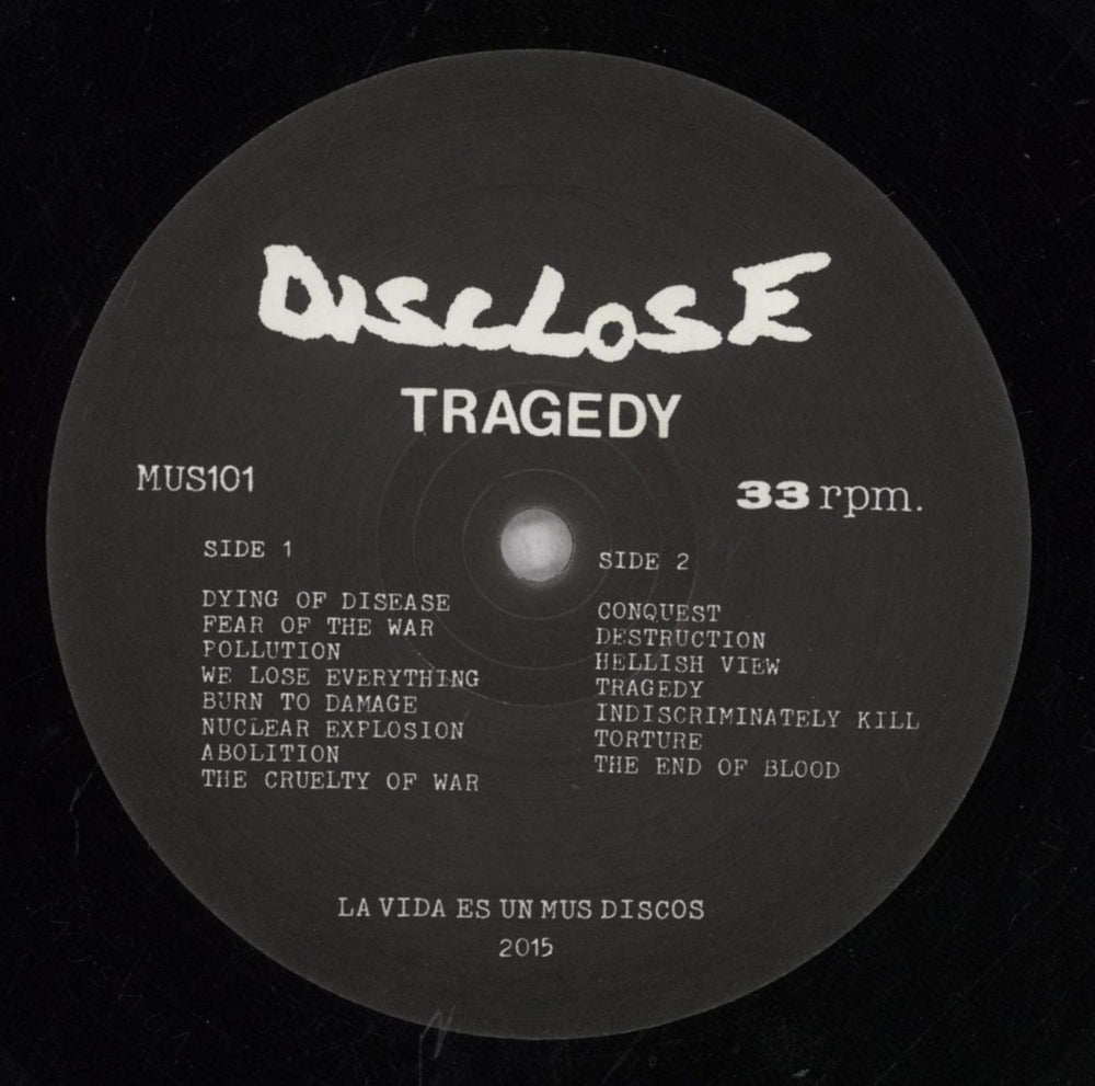 Disclose Tragedy UK vinyl LP album (LP record) 68SLPTR846974