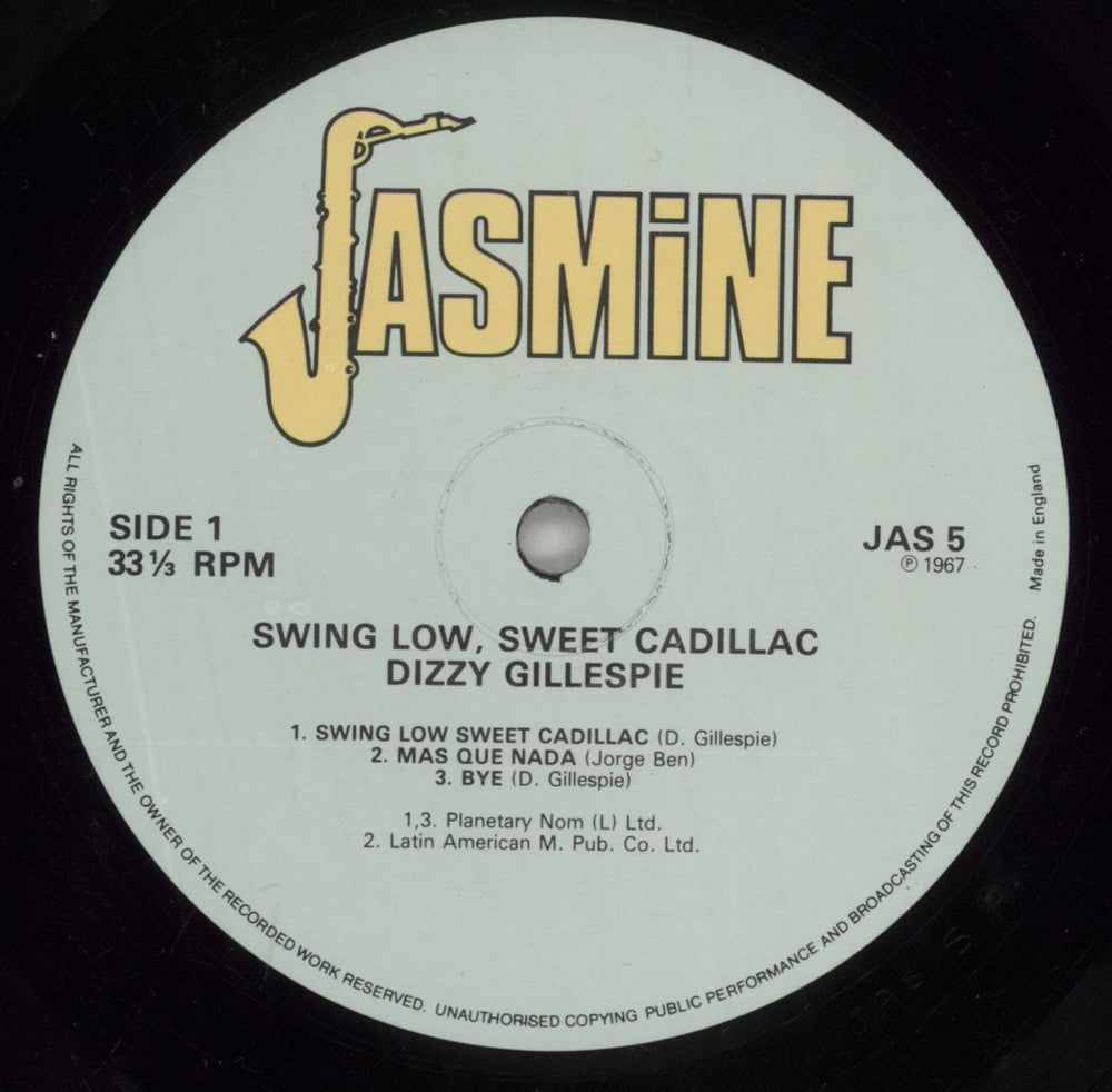 Dizzy Gillespie Swing Low, Sweet Cadillac UK vinyl LP album (LP record) DB5LPSW532615