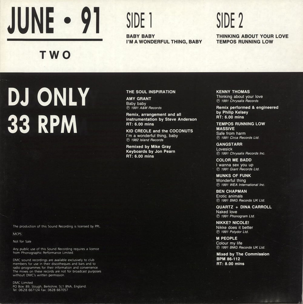 DMC June 91 Two UK Promo 12" vinyl single (12 inch record / Maxi-single)