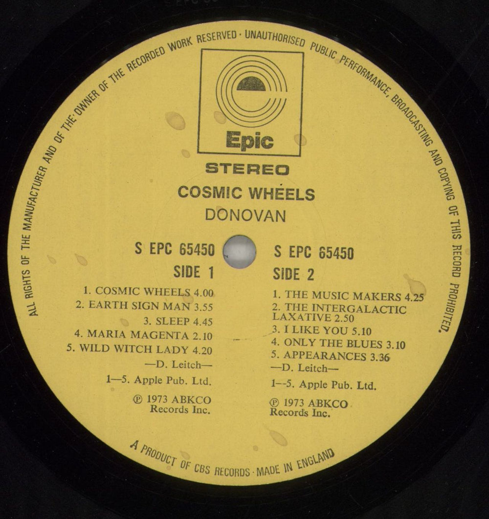 Donovan Cosmic Wheels - Complete - EX UK vinyl LP album (LP record) DOVLPCO641590