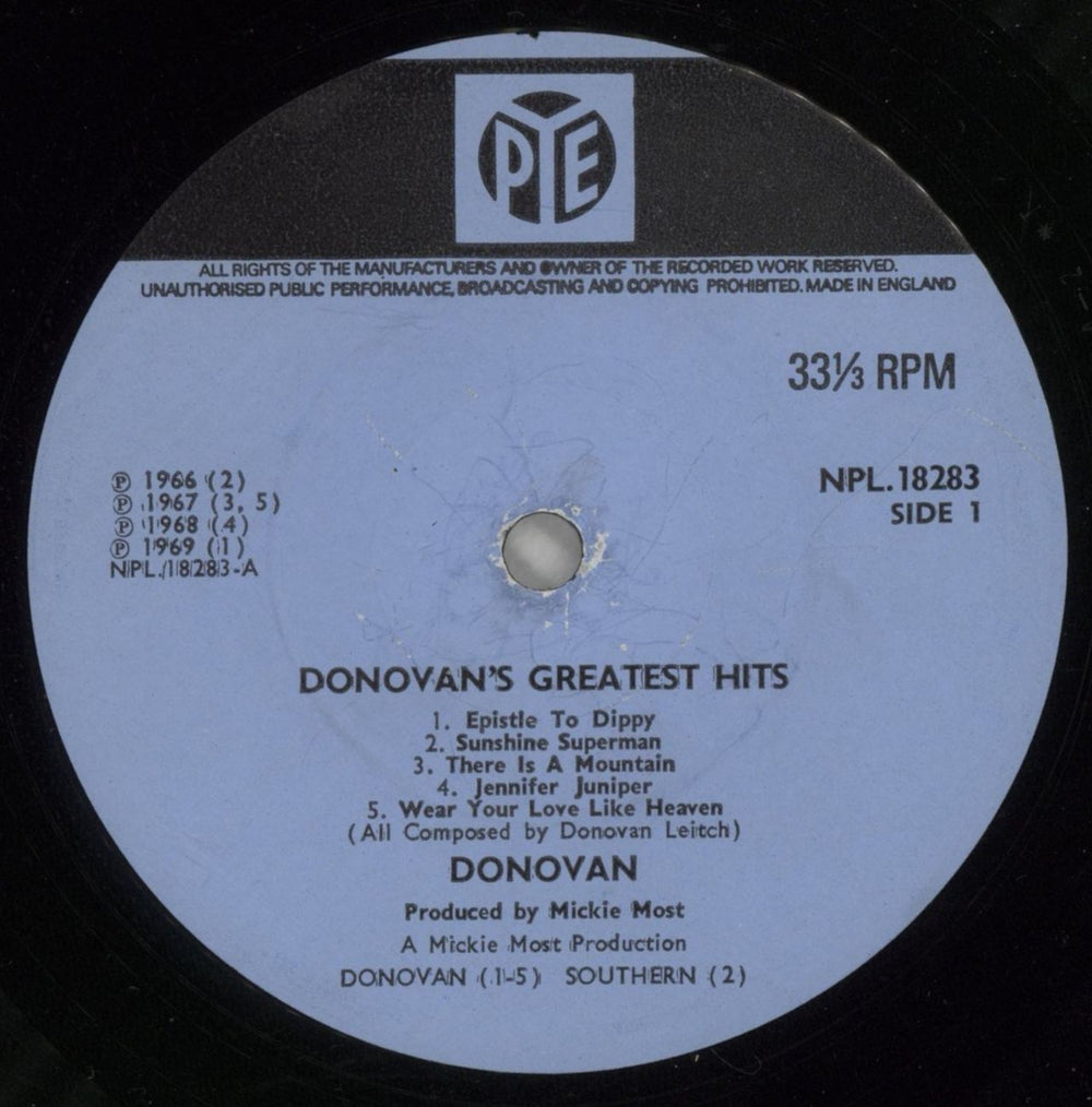 Donovan Greatest Hits UK vinyl LP album (LP record) DOVLPGR715621