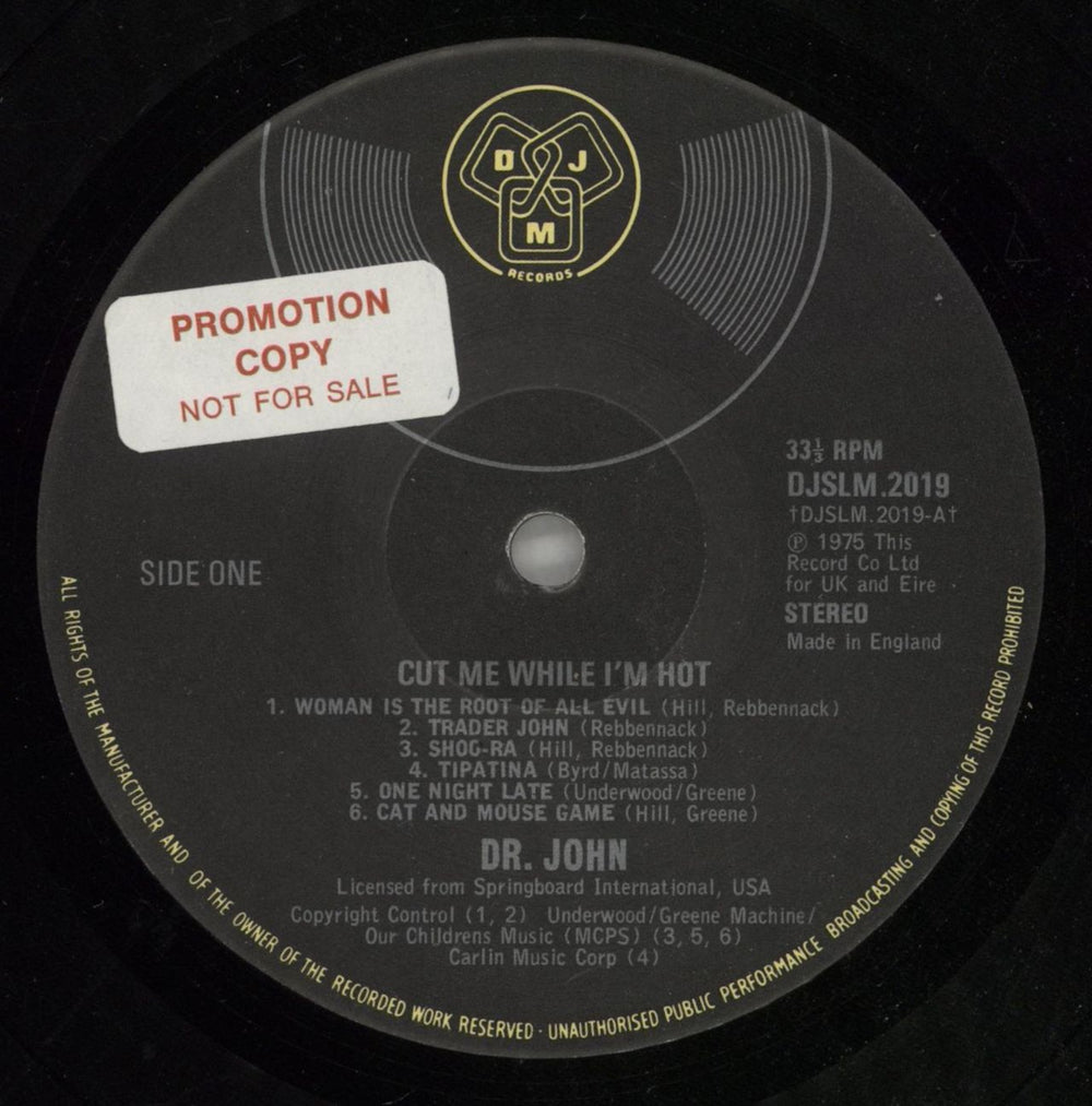 Dr John Cut Me While I'm Hot - Promo Stickered UK Promo vinyl LP album (LP record) DRJLPCU869535