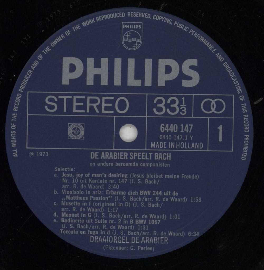 Draaiorgel De Arabier De Arabier Speelt Bach En Andere Beroemde Componisten Dutch vinyl LP album (LP record) 8SNLPDE856762