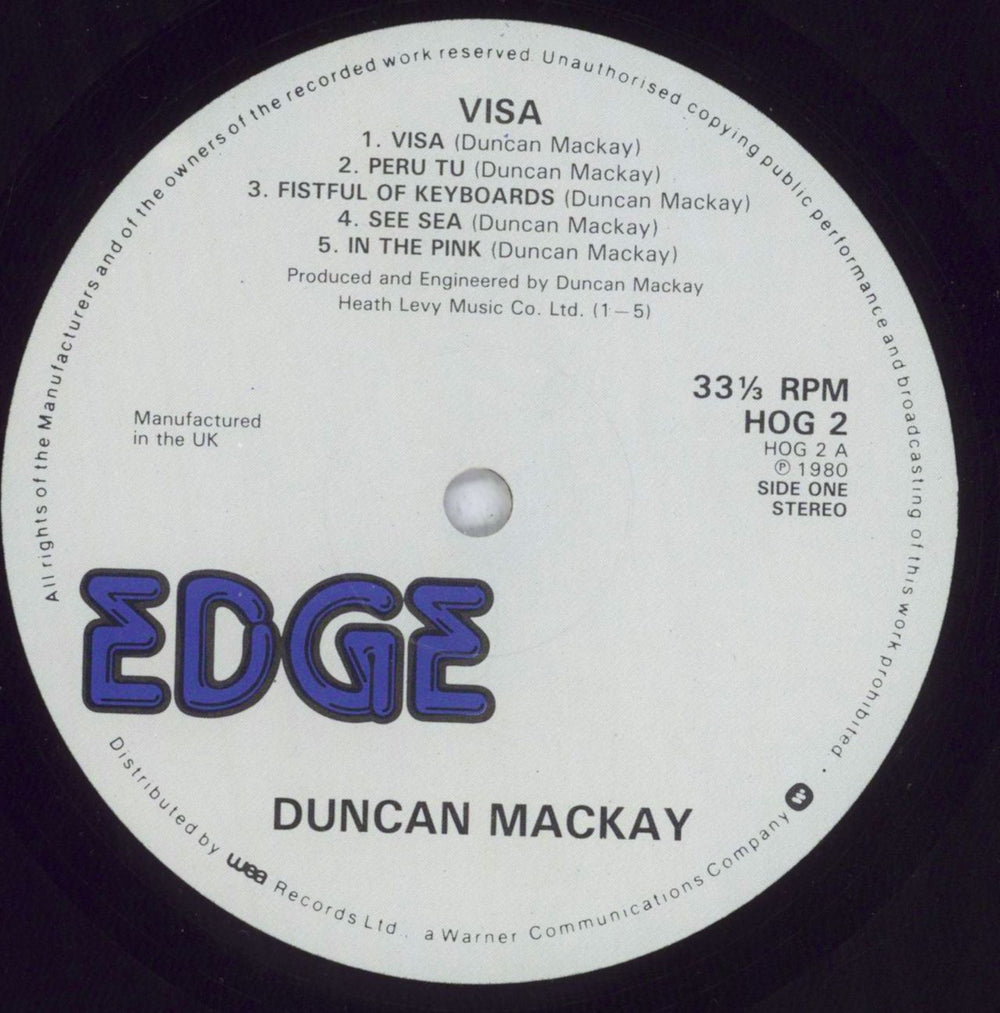 Duncan Mackay Visa - EX UK vinyl LP album (LP record) D8ZLPVI833314