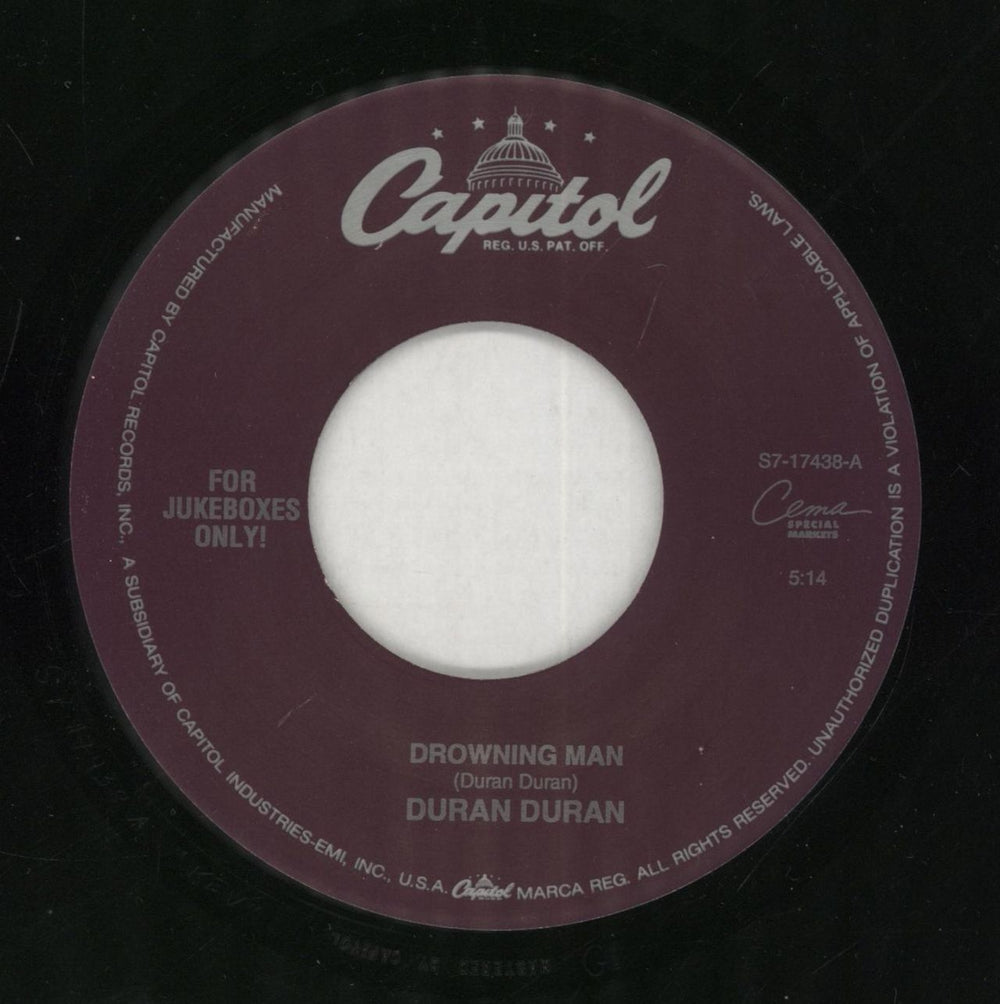 Duran Duran Drowning Man US 7" vinyl single (7 inch record / 45) S7-17438