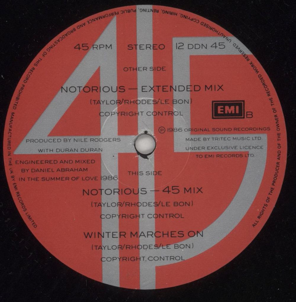 Duran Duran Notorious UK 12" vinyl single (12 inch record / Maxi-single) DDN12NO31431