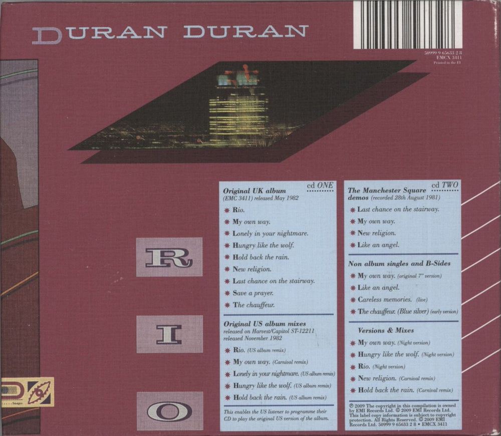 Duran Duran Rio UK 2 CD album set (Double CD) 5099996563328