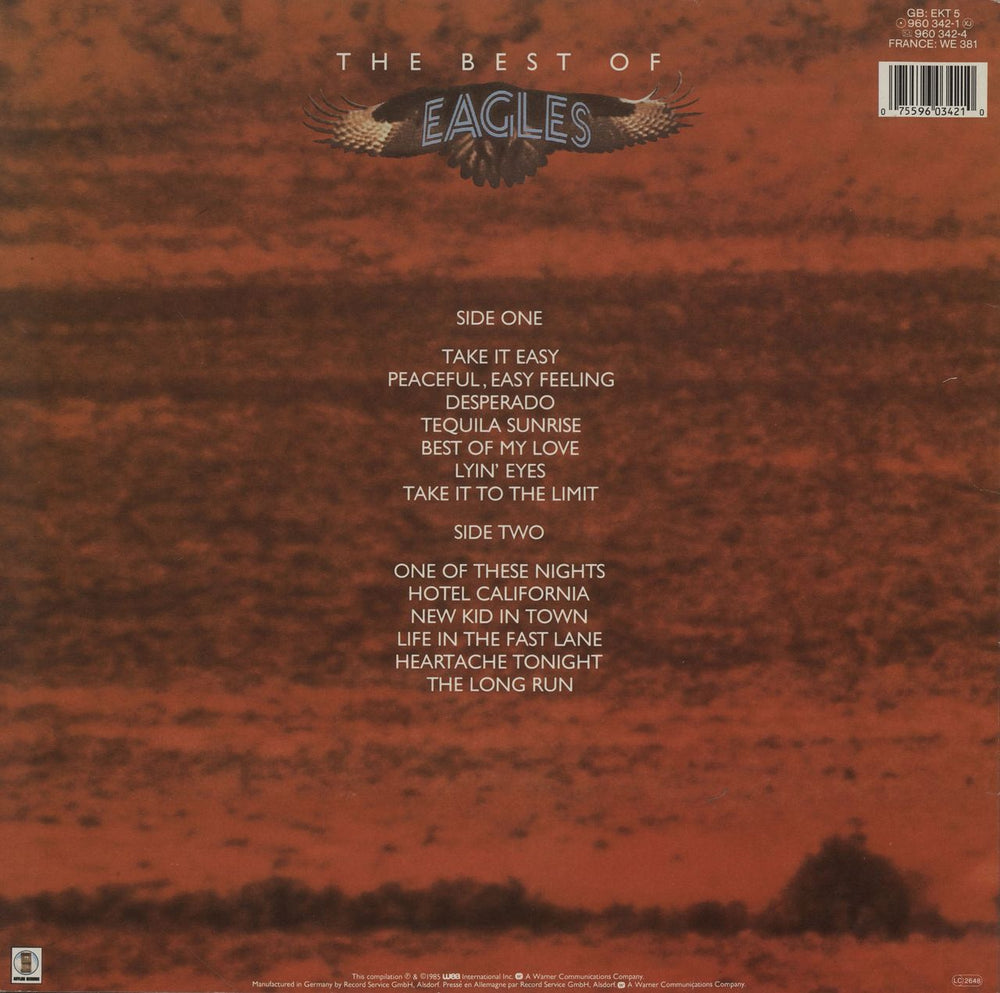 Eagles The Best Of Eagles - EX UK vinyl LP album (LP record) 075596034210