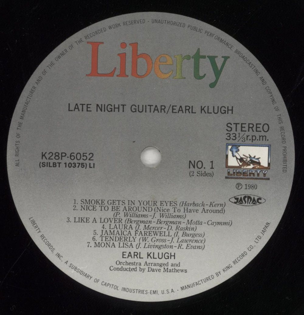 Earl Klugh Late Night Guitar Japanese vinyl LP album (LP record) EAQLPLA854976