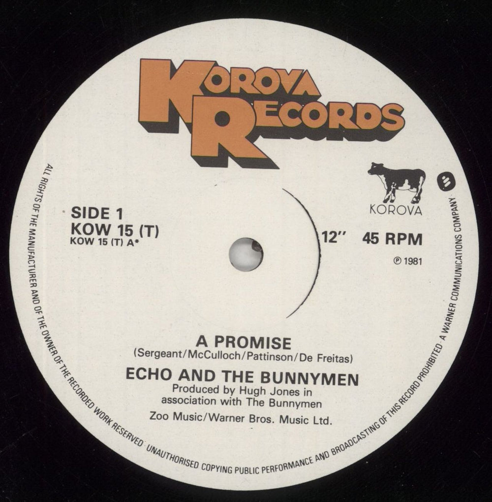 Echo & The Bunnymen A Promise UK 12" vinyl single (12 inch record / Maxi-single) ECH12AP15215