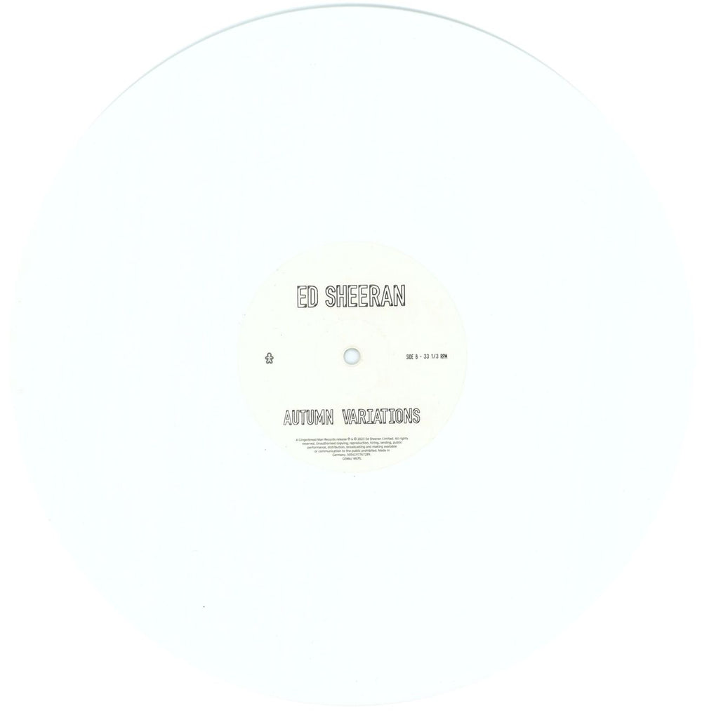 Ed Sheeran Autumn Variations - White Vinyl UK vinyl LP album (LP record) EJBLPAU877540