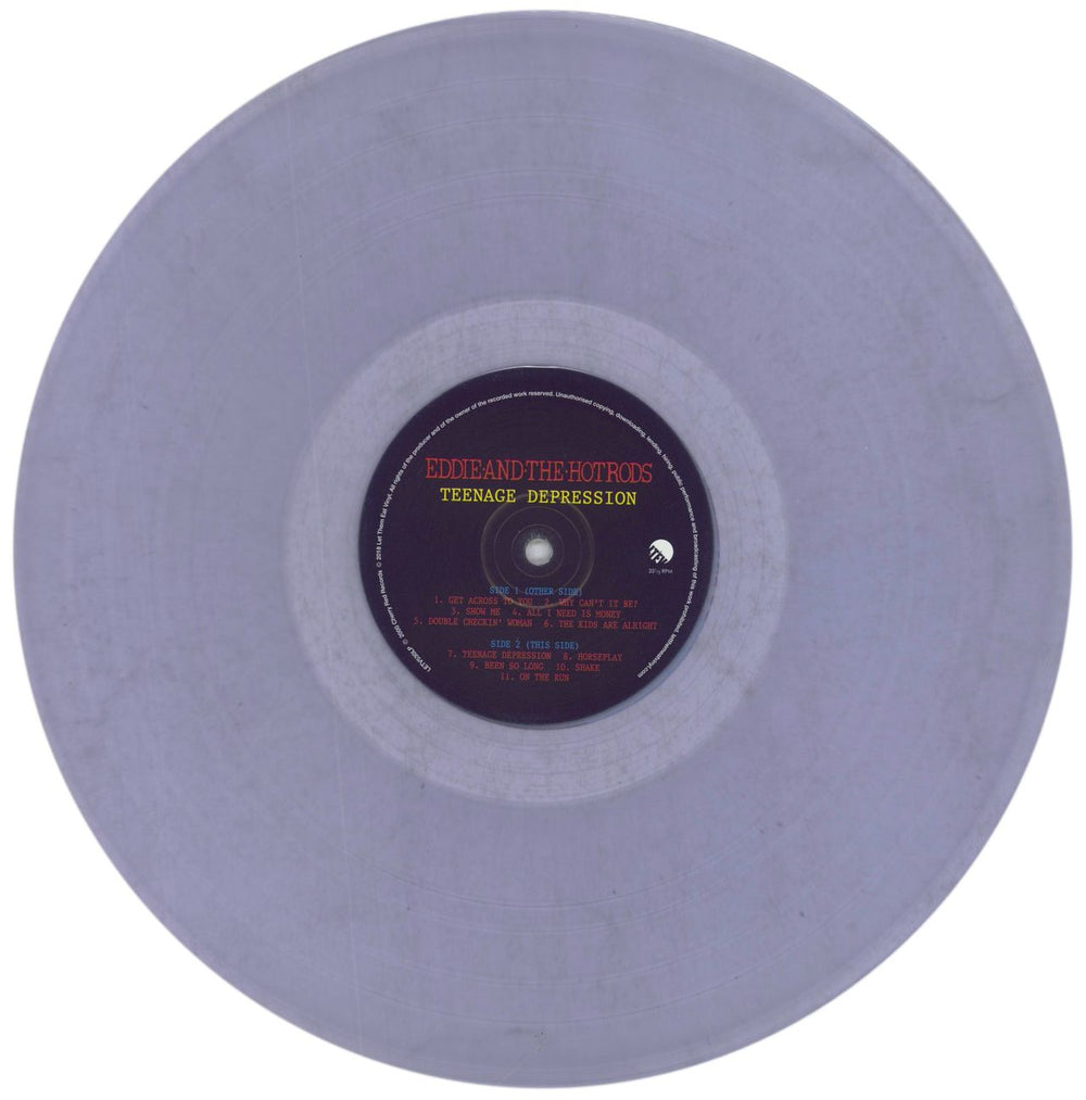 Eddie And The Hot Rods Teenage Depression - Clear Vinyl UK vinyl LP album (LP record) EHOLPTE844464